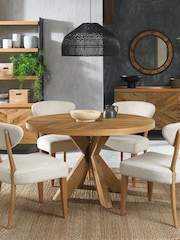Bentley Designs Rustic Oak Ellipse Round Table Wooden Legs - Image 1 of 5