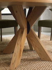 Bentley Designs Rustic Oak Ellipse Round Table Wooden Legs - Image 2 of 5