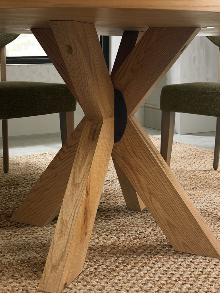 Bentley Designs Rustic Oak Ellipse Round Table Wooden Legs - Image 2 of 5 Bentley Designs Rustic Oak Ellipse Round Table Wooden Legs - Image 2 of 5