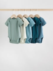 Blue Baby Short Sleeve Bodysuits 5 Pack - Image 1 of 12