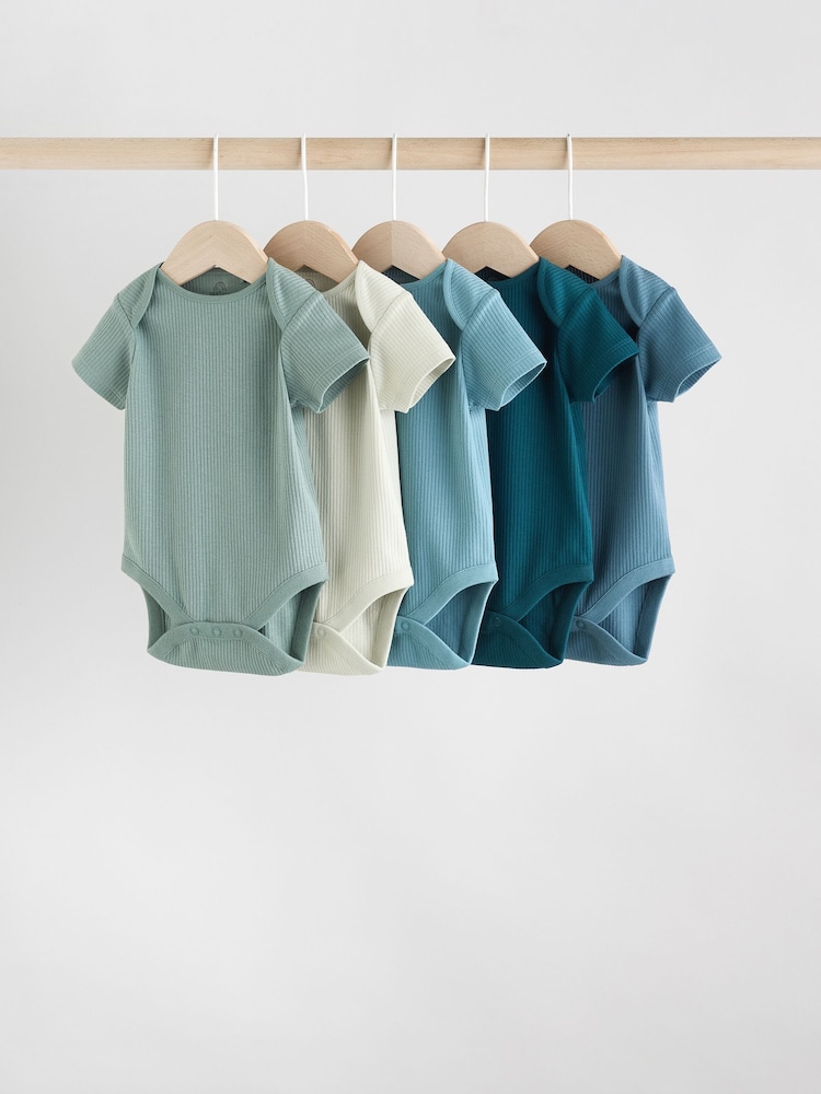 Blue Baby Short Sleeve Bodysuits 5 Pack - Image 1 of 12