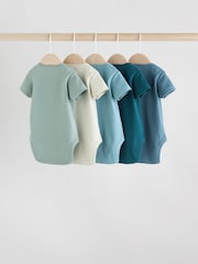 Blue Baby Short Sleeve Bodysuits 5 Pack - Image 7 of 12