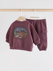 Burgundy Red Bear Baby Sweatshirt and Joggers Set (0mths-2yrs) - Image 4 of 16