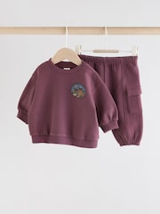 Burgundy Red Bear Baby Sweatshirt and Joggers Set (0mths-2yrs) - Image 5 of 16