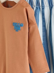 Rust/Blue Stripe Baby Top and Trousers Set (0mths-2yrs) - Image 7 of 10