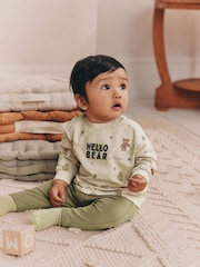 Green Hello Bear Baby Top and Leggings 2 Piece Set (0mths-3yrs) - Image 1 of 2