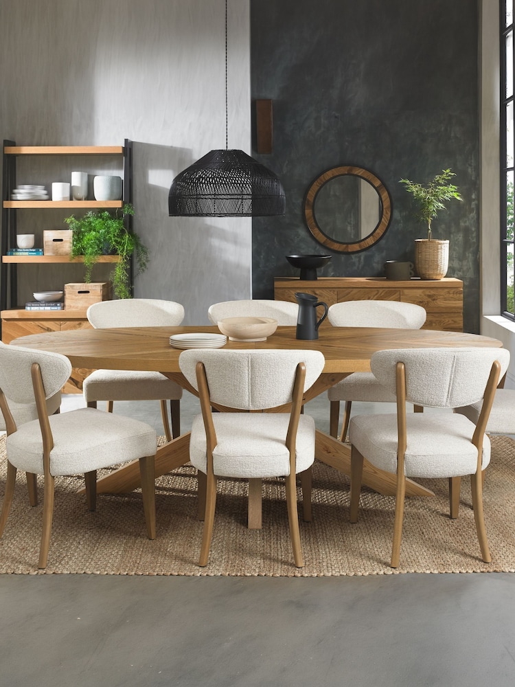 Bentley Designs Rustic Oak Ellipse 8 Seat Table Wooded Legs - Image 1 of 4 Bentley Designs Rustic Oak Ellipse 8 Seat Table Wooded Legs - Image 1 of 4