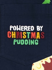 Harry Bear Blue Christmas Pudding Button Up 100% Cotton Shirt - Image 2 of 4