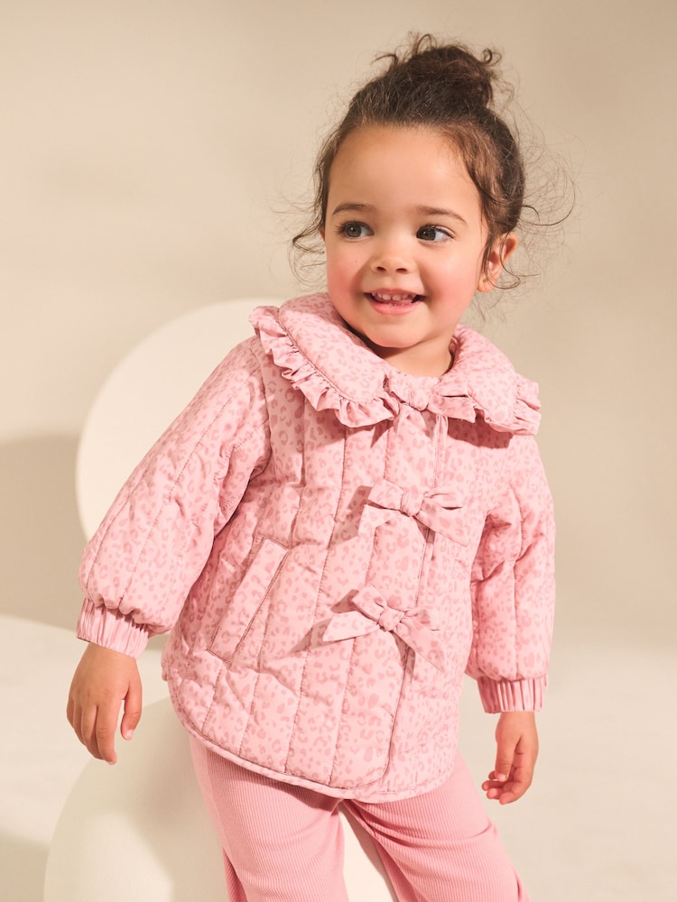 Pink Shower Resistant Frill Collar Jacket (3mths-7yrs) - Image 1 of 9 Pink Shower Resistant Frill Collar Jacket (3mths-7yrs) - Image 1 of 9