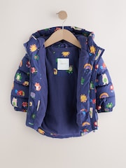 Navy Shower Resistant Fleece Lined Hooded Padded Coat (3mths-7yrs) - Image 2 of 5
