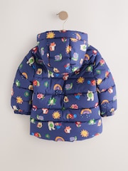 Navy Shower Resistant Fleece Lined Hooded Padded Coat (3mths-7yrs) - Image 3 of 5