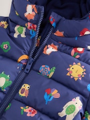 Navy Shower Resistant Fleece Lined Hooded Padded Coat (3mths-7yrs) - Image 4 of 5