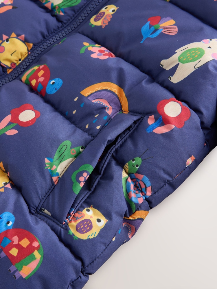Navy Shower Resistant Fleece Lined Hooded Padded Coat (3mths-7yrs) - Image 5 of 5