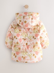 Cream/Pink/Green Shower Resistant Fleece Lined Hooded Padded Coat (3mths-7yrs) - Image 3 of 6