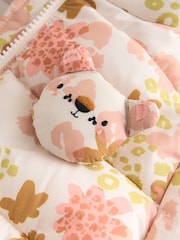 Cream/Pink/Green Shower Resistant Fleece Lined Hooded Padded Coat (3mths-7yrs) - Image 5 of 6
