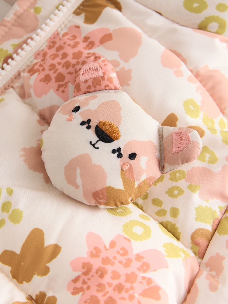Cream/Pink/Green Shower Resistant Fleece Lined Hooded Padded Coat (3mths-7yrs) - Image 5 of 6