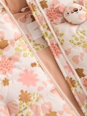 Cream/Pink/Green Shower Resistant Fleece Lined Hooded Padded Coat (3mths-7yrs) - Image 6 of 6