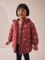 Rust Red Shower Resistant Heart Quilt Coat (3mths-7yrs) - Image 1 of 5