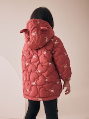 Rust Red Shower Resistant Heart Quilt Coat (3mths-7yrs) - Image 2 of 5