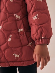 Rust Red Shower Resistant Heart Quilt Coat (3mths-7yrs) - Image 5 of 5