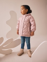 Lilac Purple Shower Resistant Heart Quilt Coat (3mths-7yrs) - Image 3 of 5