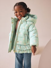 Salbeigrün - Shower Resistant Padded Coat With Frill Hem (3mths-7yrs) - Bild 2 von 11