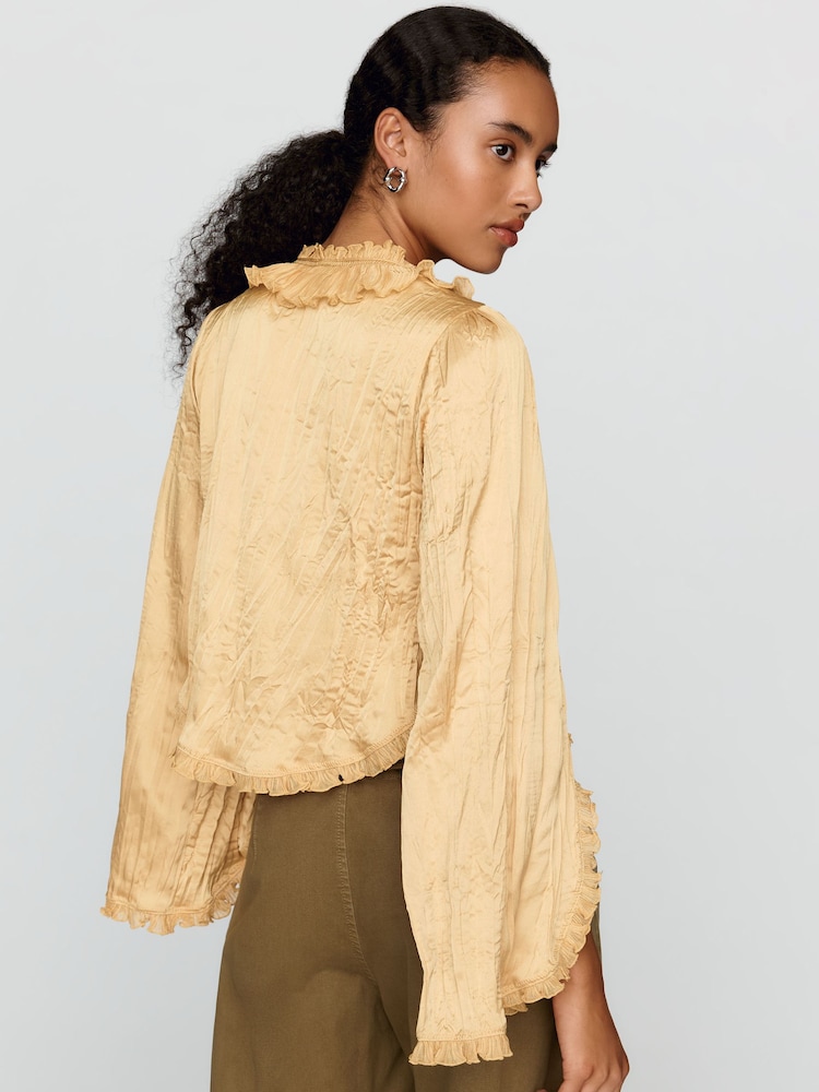 Anthropologie Long-Sleeve Ruffled Tie-Front Top - صورة 2 من 4 Anthropologie Long-Sleeve Ruffled Tie-Front Top - صورة 2 من 4