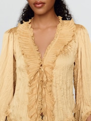 Anthropologie Long-Sleeve Ruffled Tie-Front Top - صورة 4 من 4