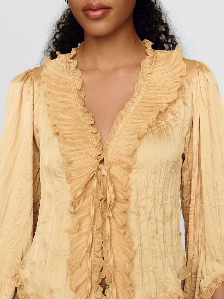 Anthropologie Long-Sleeve Ruffled Tie-Front Top - صورة 4 من 4 Anthropologie Long-Sleeve Ruffled Tie-Front Top - صورة 4 من 4