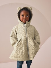 Sage Green Shower Resistant Skirted Quilted Coat (3mths-7yrs) - Image 1 of 9