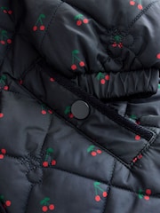 Navy Cherry Shower Resistant Embroidered Coat With Collar (3mths-7yrs) - Image 6 of 6