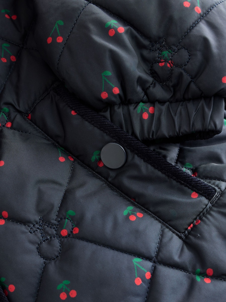 Navy Cherry Shower Resistant Embroidered Coat With Collar (3mths-7yrs) - Image 6 of 6