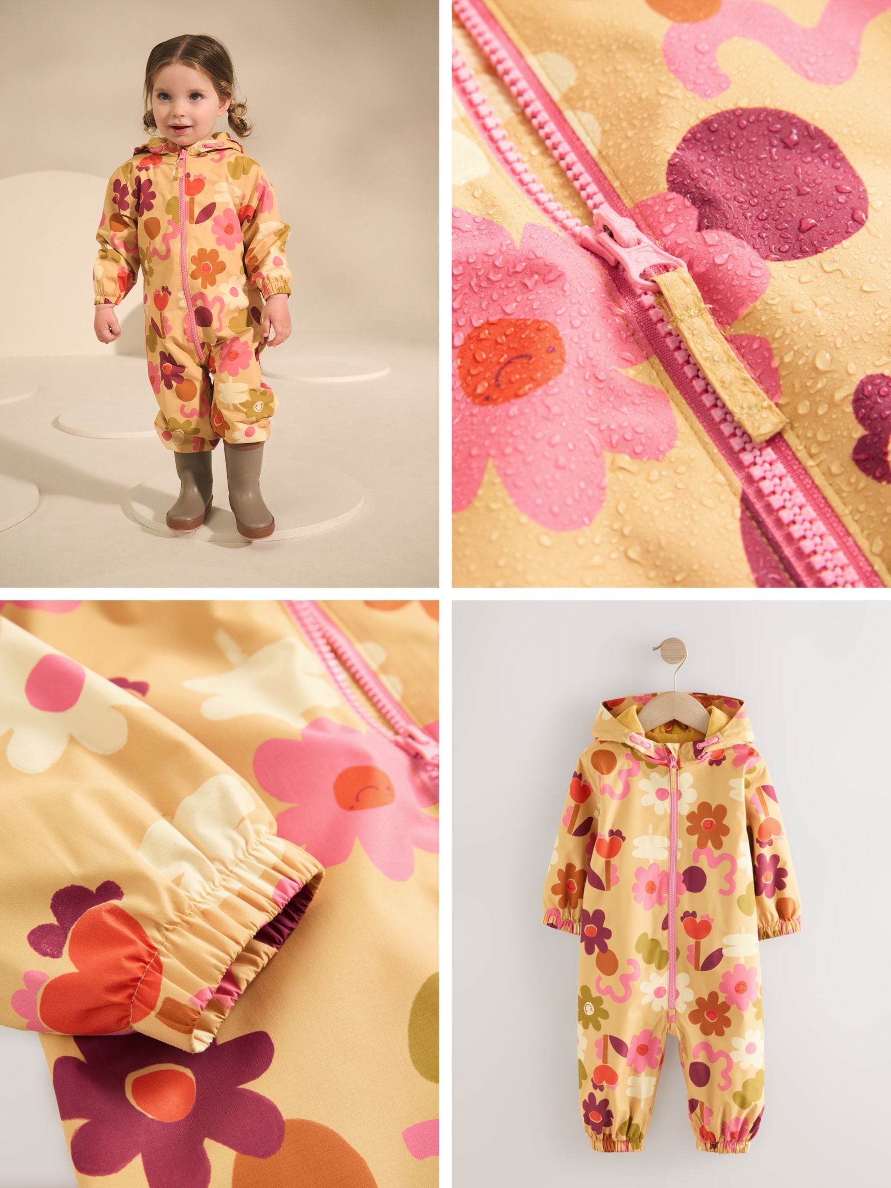 Buy Ochre Floral Waterproof Printed Puddlesuit (3mths-7yrs) from