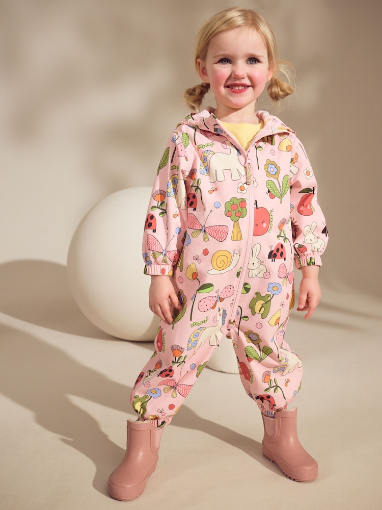 Multi Pink Waterproof Hooded Puddlesuit (3mths-7yrs) - Image 1 of 6