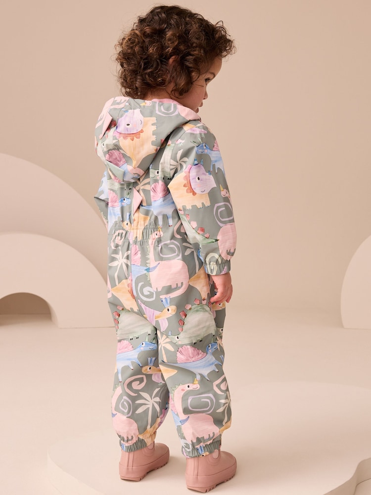 Khaki/Green Waterproof Printed Puddlesuit (3mths-7yrs) - Image 2 of 9