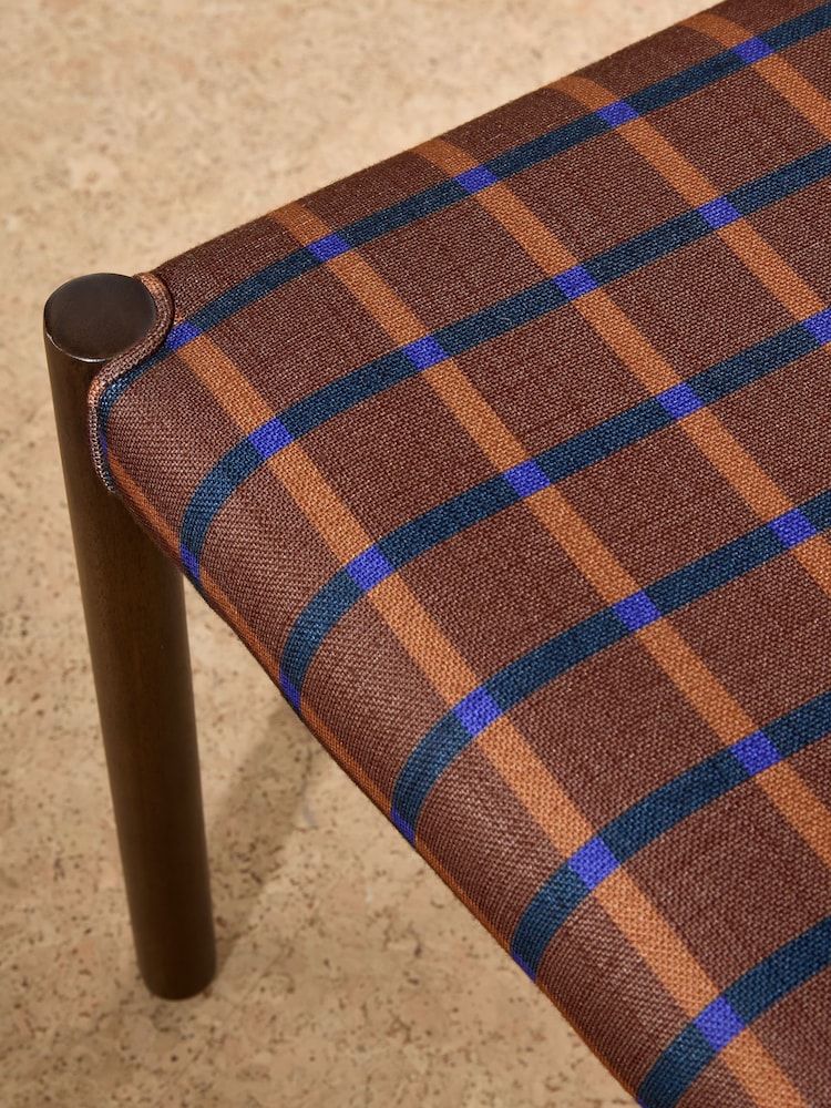 MADE.COM Set of 2 Dark Wood and Rust Brown Cale Check Rhye Dining Chair - Image 3 of 3