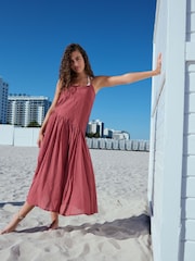 Plum Purple Dropped Waist Slip Maxi Dress - Image 1 of 9