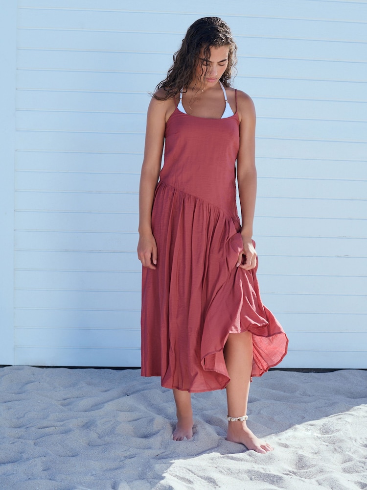 Plum Purple Dropped Waist Slip Maxi Dress - Image 2 of 9
