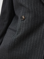 Vivere Grey Oversized Adele Pinstripe Blazer - Image 6 of 6