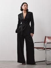 Vivere Black Ruby Tailored Wide Leg Satin Trousers - Image 3 of 6