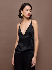 Vivere Black Pandora Double Strap Silky Cami - Image 1 of 4