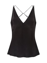 Vivere Black Pandora Double Strap Silky Cami - Image 4 of 4