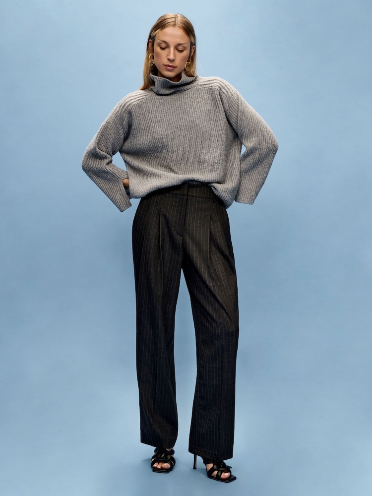 Vivere Grey Oversized Bali Turtleneck Jumper - Image 1 of 5