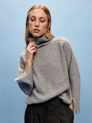 Vivere Grey Oversized Bali Turtleneck Jumper - Image 2 of 5