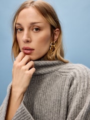 Vivere Grey Oversized Bali Turtleneck Jumper - Image 3 of 5
