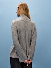 Vivere Grey Oversized Bali Turtleneck Jumper - Image 4 of 5