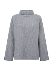 Vivere Grey Oversized Bali Turtleneck Jumper - Image 5 of 5