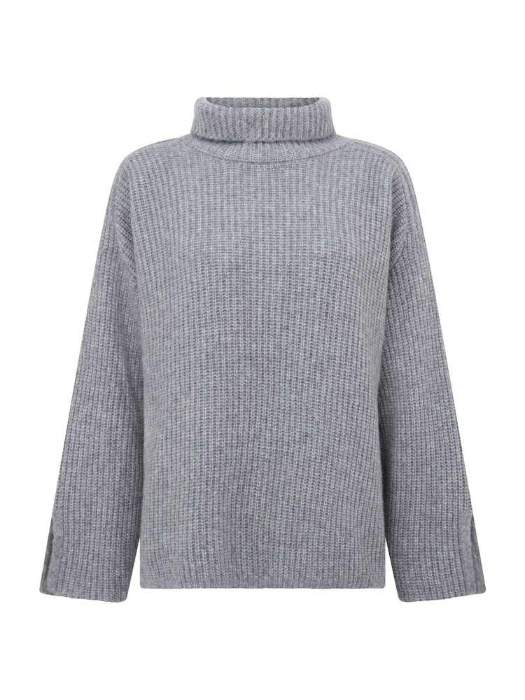 Vivere Grey Oversized Bali Turtleneck Jumper - Image 5 of 5