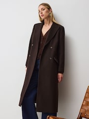 Vivere Brown Edwina Tailored Midaxi Chocolate Coat - Image 3 of 6