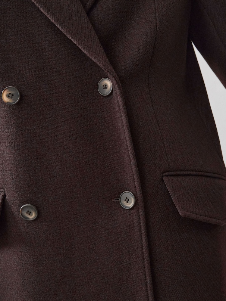 Vivere Brown Edwina Tailored Midaxi Chocolate Coat - Image 4 of 6